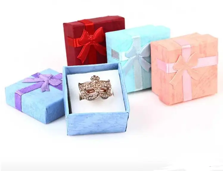 Free Shipping 4 Color Jewelry Box Mostly For Earrings Ring Jewellery Packaging And Display 4x4x2.5CM SN1899