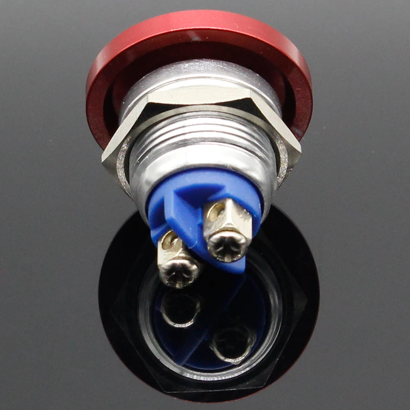 16 millimetri di metallo testa a fungo di inizio auto-reset interruttore del tasto spesso aperti vite rossa piede corrente 5A