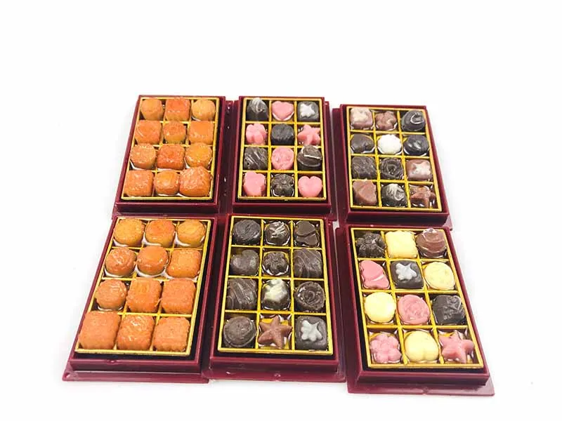 Mini boîte à Dessert Miniature pour maison de poupée, gâteau de lune chinoise, décor de maison de poupée, échelle 1/6, 2 pièces/lot