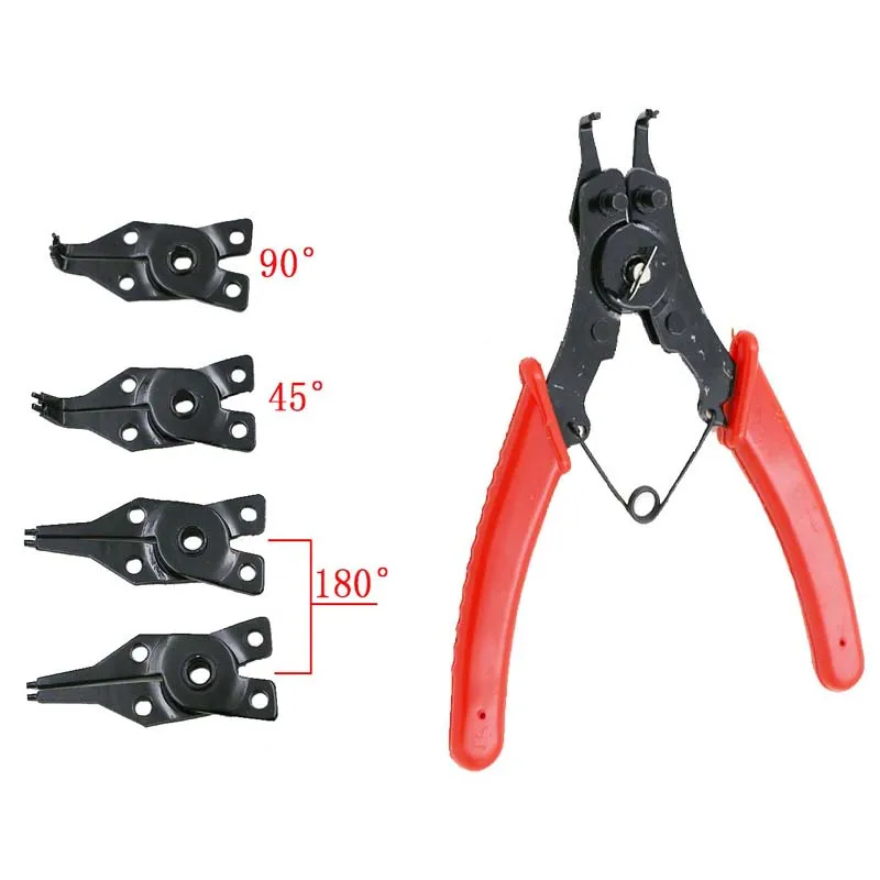 Four-in-one multifunction circlip pliers snap ring pliers card straight outside