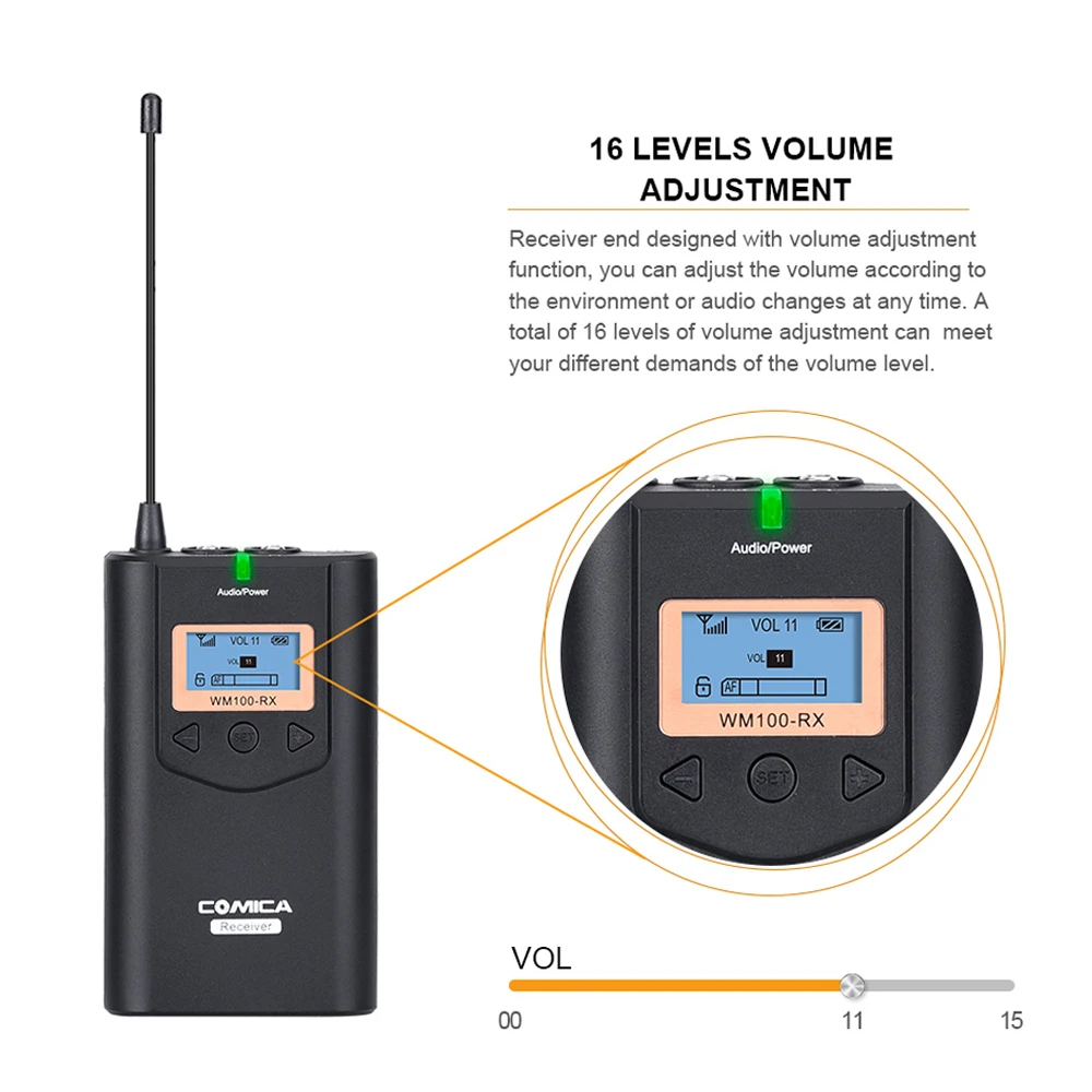 COMICA CVM-WM100H 48-Channel UHF Wireless Handheld Microphone System Receiver XLR & 3.5mm Output Cable for DSLR Camera Camcorder