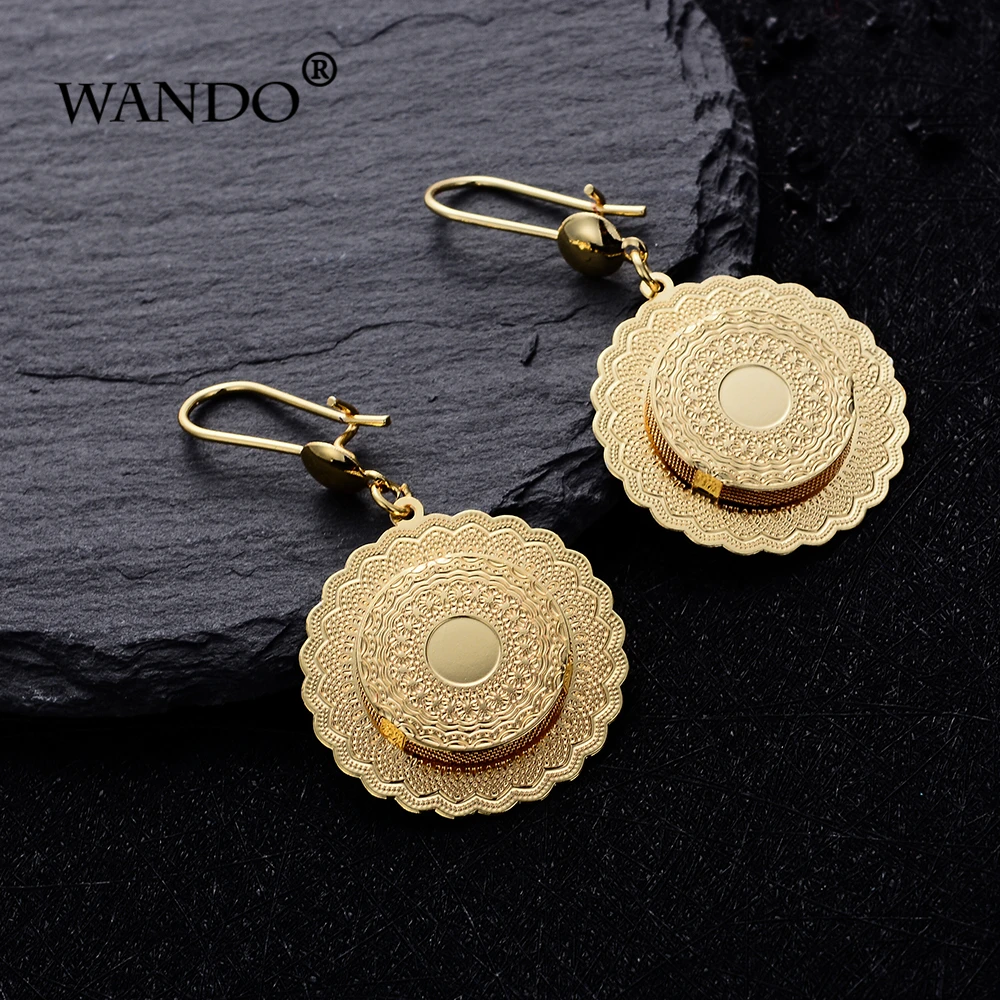 Classic Round Gold Color Earrings For Women/Girls Gold Color Jewelry Wholesale Fashion Africa Arab Items Lover gifts E53