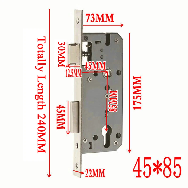 Security Door 8545/4585 European Mortise Door Lock Lockbody Anti-theft Door Lock Body Gate Room Mute Lock body Lock Repair Parts