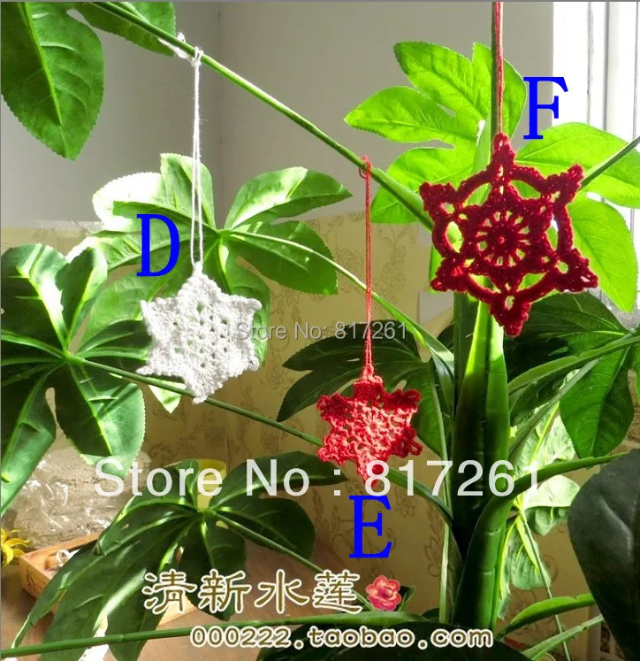 2013 new arrival Free shipping 50 pic/lot 6 cm star snowflake decoration for Christmas tree ornament cotton crochet doilies mat