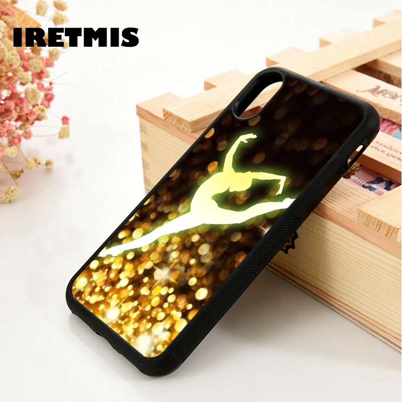 Iretmis 5 5S SE 6 6S Soft TPU Silicone  phone case cover for iPhone 7 8 plus X Xs 11 Pro Max XR Gymnastics with Chirstmas Lights