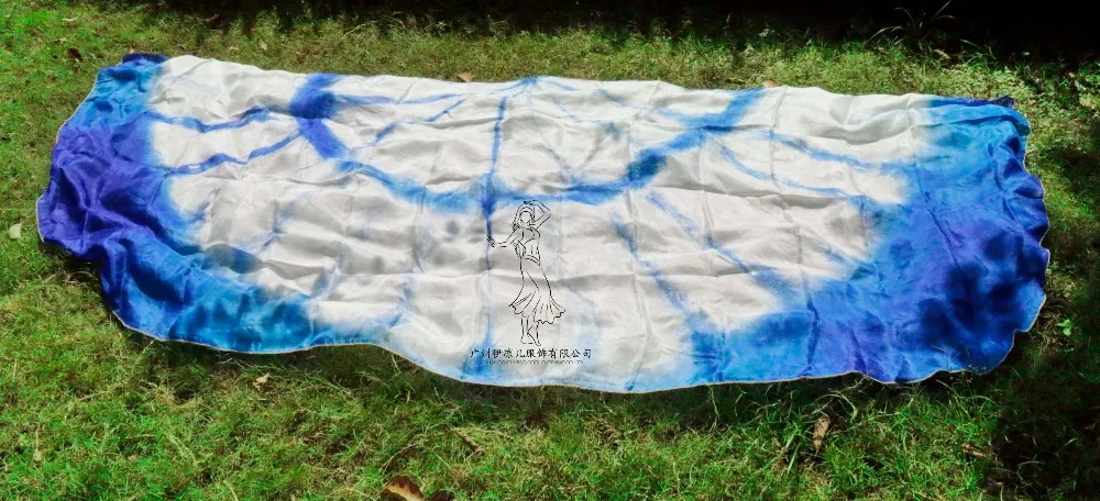 デザイン 100% リアルシルクベリーダンスベール、安いダンスベール、半円ベール卸売 250*114 センチメートルホワイトブルー