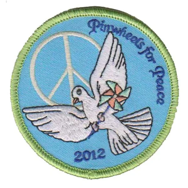 Pinwheels for Peace Embroidery Badge for Clothing Made by Twill with PVC Backing Customized & MOQ 50pcs free shipping