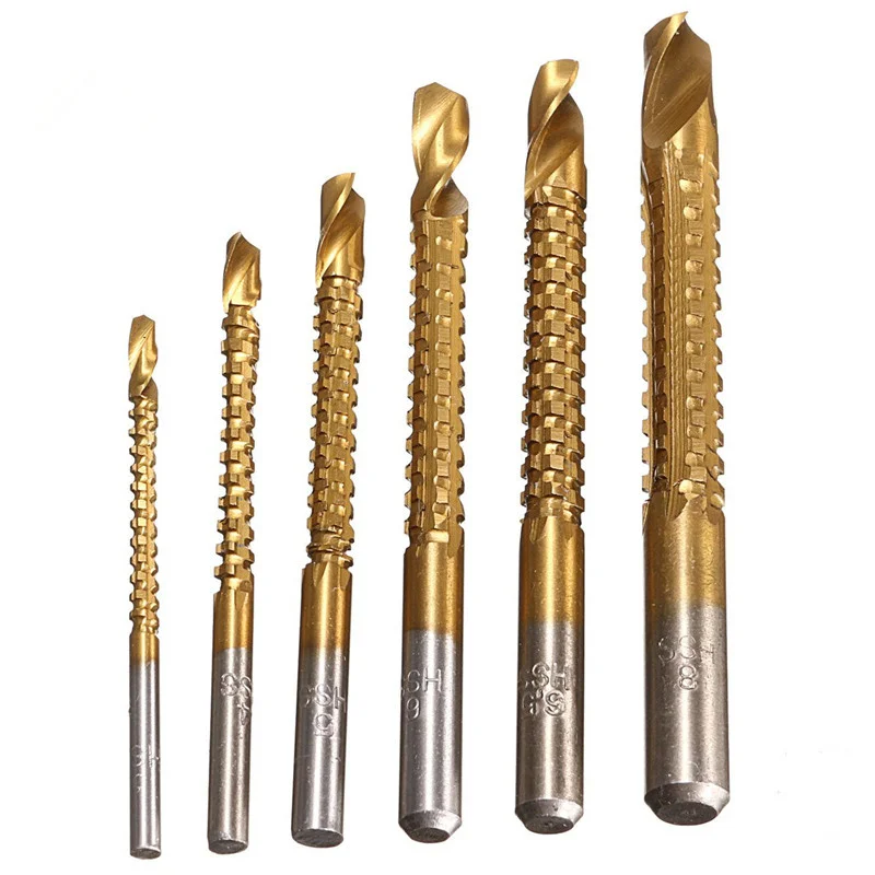 6Pcs 3-8mm  Titanium Coated High Speed Steel Drill Bit Electric Hemp Flowers High Hardness Resistance Drill Bit Set