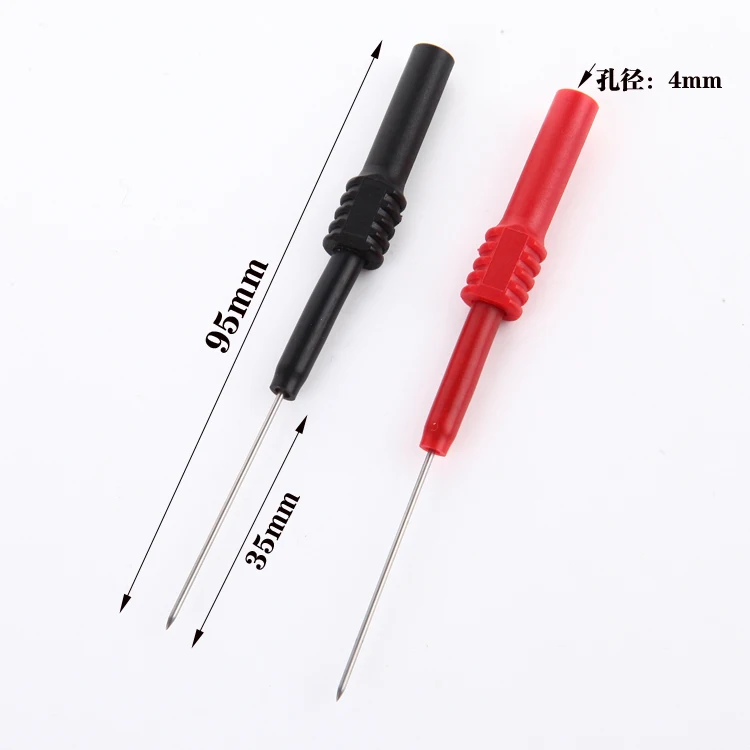 2PCS YT176 L95mm Spring Test Probe Tips Insulated Test Hook Wire Connector for Multimeter Stainless Steel Needle Test Leads Pin