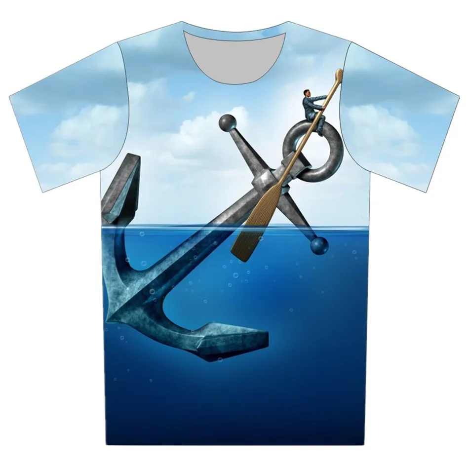 

Joyonly Boys/Girls Short Sleeve T Shirts 2019 Summer Shirt Kids Children Clothing Cartoon Anchors Sea Sky Printed Baby Tops Tees