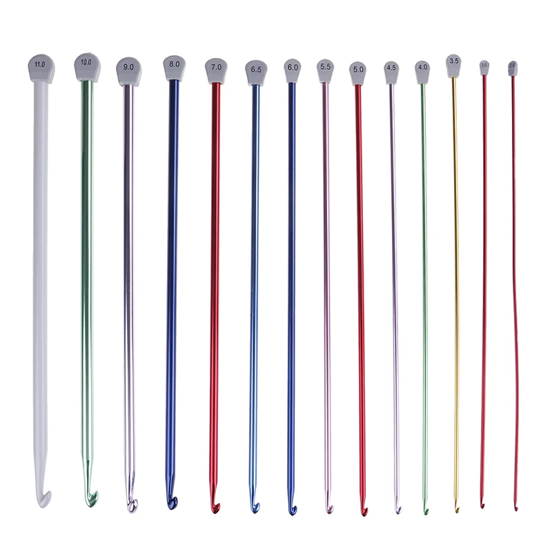 14 Size Tunisian Afghan Crochet Hooks 2.5 mm to 11 mm Multicolor Aluminum Knitting Needles Hook Multicolour Crochet Hook