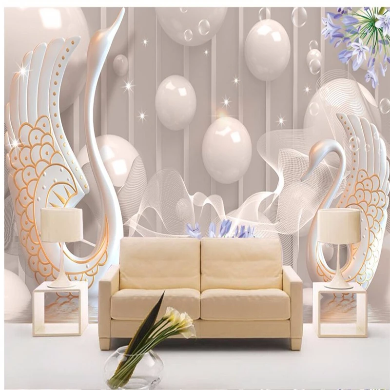 

Custom wallpaper White Swan geometric ball mural living room bedroom TV background walls Home decor 3d wallpaper