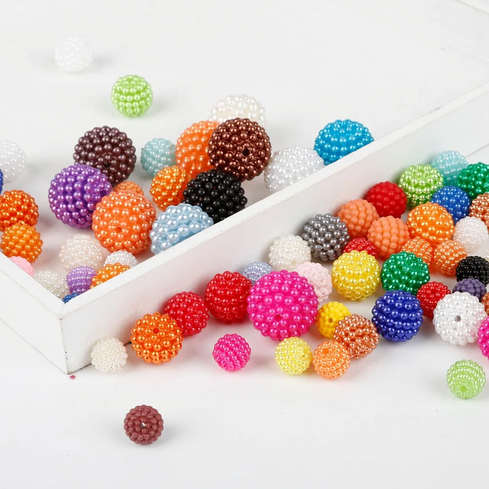 20-100Pcs/Lot Pearl Imitation 10/12/14/20mm Size Pick Plastic Mix Color ABS Plastic Loose Spacer Beads For DIY Jewelry Making