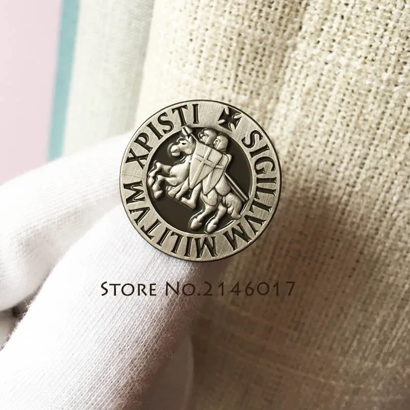 Masonic Metal Badge Knights Templar Seal Crusaders Solomon Temple Shield Lapel Pins Brooch Maltese Cross Warrior Scottish Rite