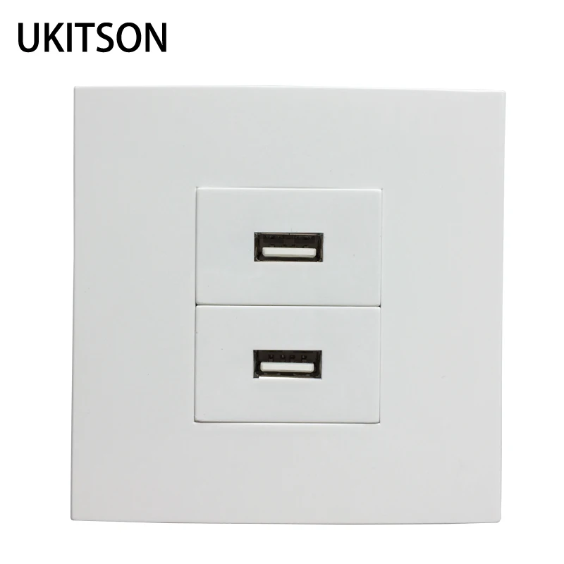 Dual USB2.0 Port Wall Panel Outlet 2 USB Socket Faceplate 86x86mm For Data Transfer