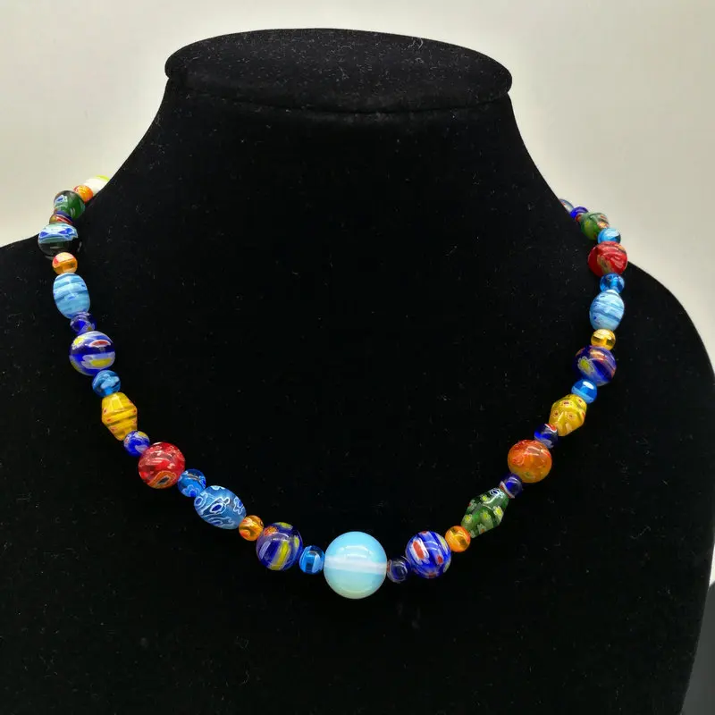 1PCS Handmade Murano Thousand flower Glass Bead necklace Fashion DIY Handmade Personality Female Opal Jewelry