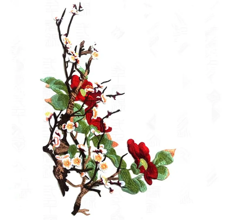 Flowers In The Branches Embroidery Patches Sticker for Clothes Patches Para La Ropa Applique Embroidery Flower Patches