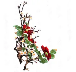 Flowers In The Branches Embroidery Patches Sticker for Clothes Patches Para La Ropa Applique Embroidery Flower Patches