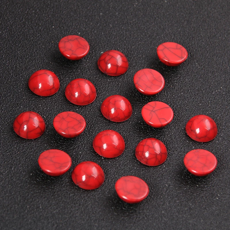 20pcs/lot 12mm Four Color Flat Bottom Drill Small Round Acrylic Cabochons Jewelry Settings