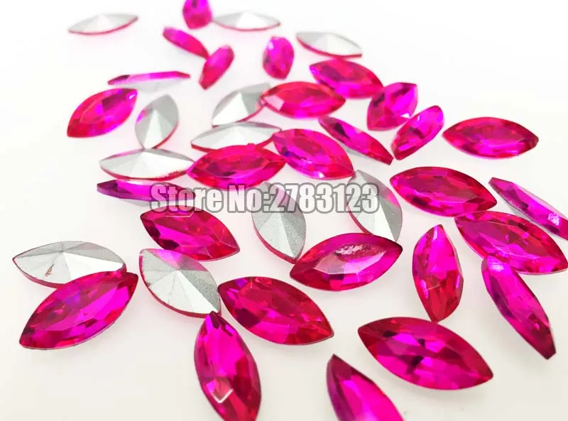 Horse eye shape Glass Crystal Rose red color pointback loose rhinestones, nail art/phone diy/Clothing accessories SWMP009