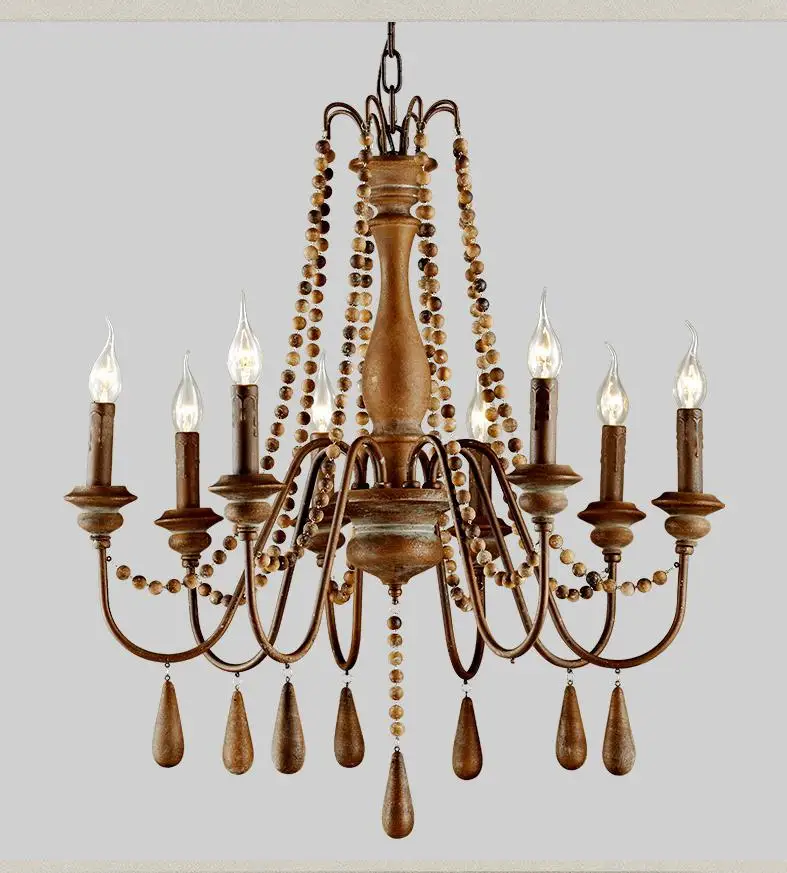 Dining room Rustic Chandelier Light Metal Foyer Resin Led Candle Chandelier E14 Hanging Lighting For Restaurant Dining Room Bar