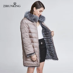 ZIRUNKING-abrigo de piel de zorro Real para mujer, chaqueta clásica Reversible, gruesa, para invierno, ZC1827