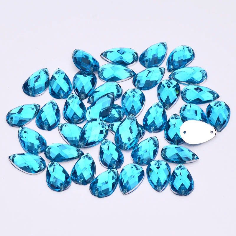 JUNAO 8*13mm 18*25mm Sew On Mix Color Drop Rhinestone Applique Flatback Acrylic Diamond Sewing Strass Crystal Stones for Dress