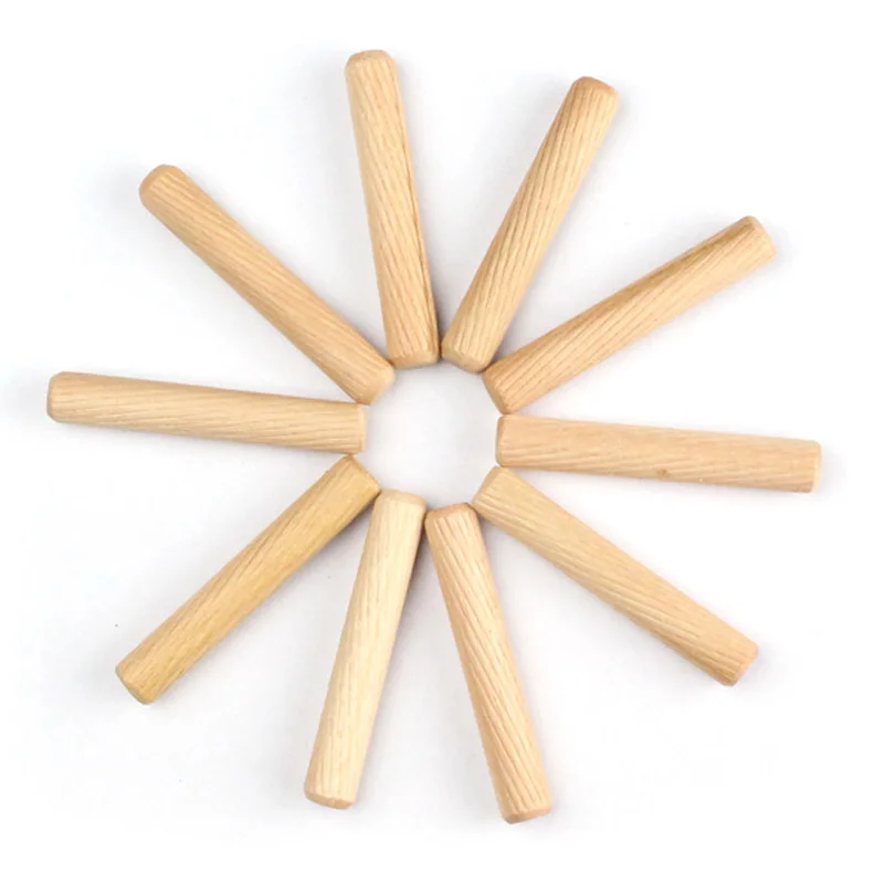 

50pcs wooden Dowel Pins Cabinet Drawer Round Fluted DIY Woodworking for Dowel Jigs drill