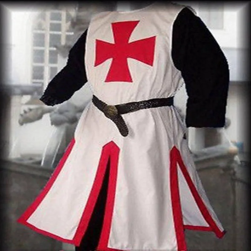 Medieval Warriors Knight Templar Crusader Costume For Adult Men Gown Shirt Top Cross Tabard Surcoat Tunic Clothes 3XL 4XL 5XL