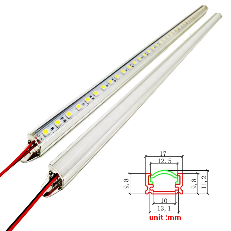 

LED Bar Lights luces Strip DC12V SMD 5730 7020 4014 2835 5050 100cm with U Aluminium Shell + PC Cover For Cabinet 5pcs/lot