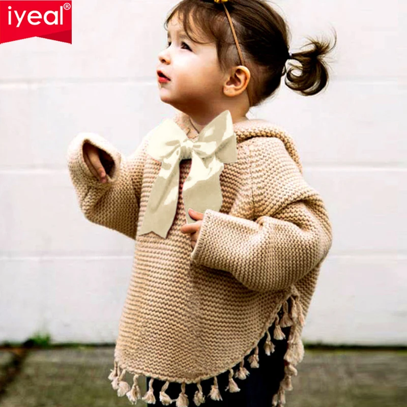 IYEAL New Toddler Baby Girls Sweater Coat Cute Hooded Cloak Sweaters Children Baby Jacket Outwear Lovely Infant Kids Clothes