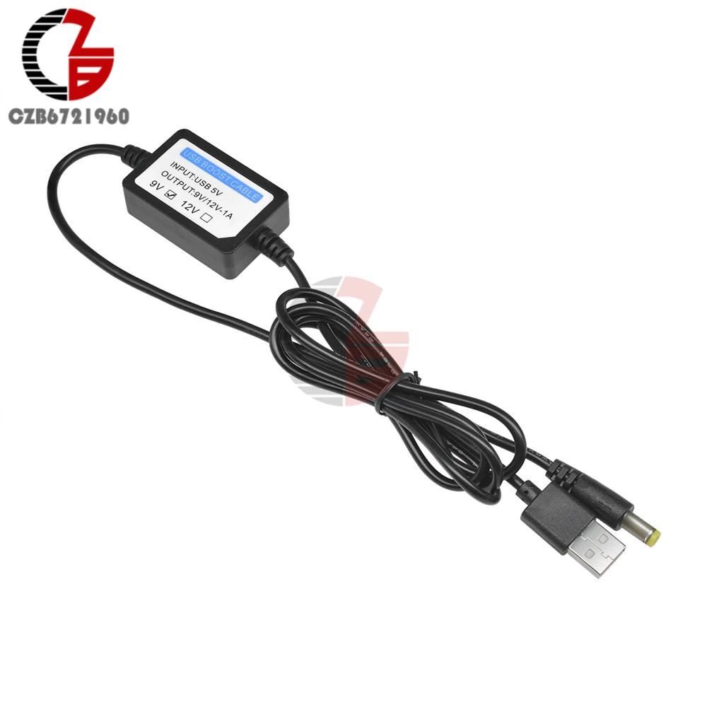 1.3M USB Power Boost Cable Line DC-DC 5V to 9V 12V 1A Step Up Booster Converter Adapter Connector USB DC Cord Plug 5.5 x 2.1mm