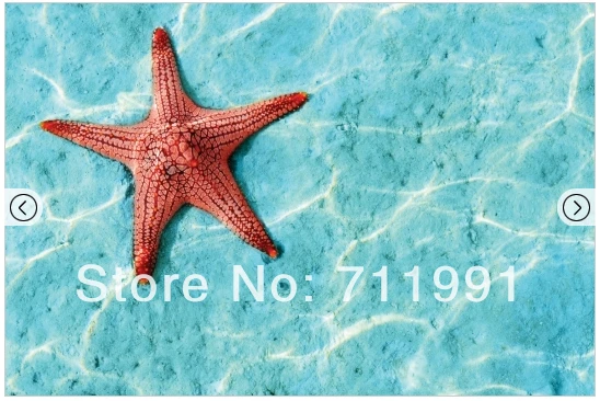 Free shipping Orange Starfish Wall Mural Wallpaper