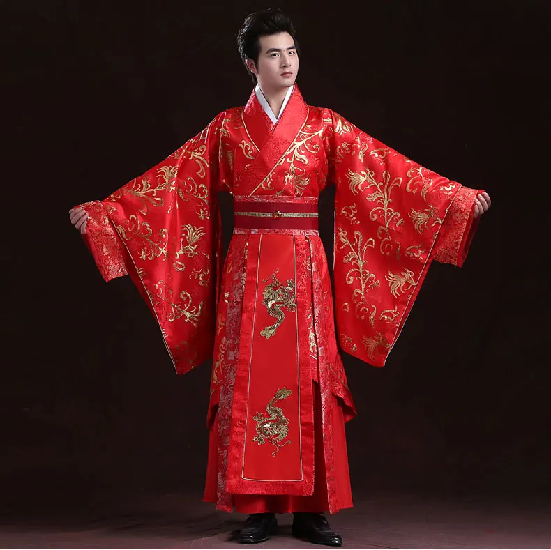 Chinese Ancient Wedding Bride Dresses Antique Groom Wedding Garment Red Couple Lovers Hanfu Costume Woman With Long Tail Dress