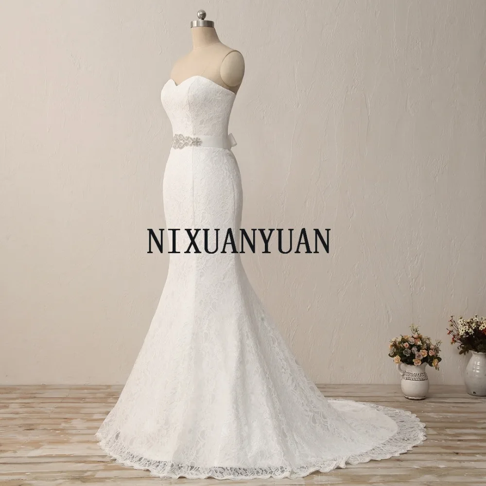 NIXUANYUAN Novo Elegante Branco Marfim Lace Vestido De Casamento Real Satin Sereia Vestido De Noiva 2023 Vintage Sash vestido De noiva