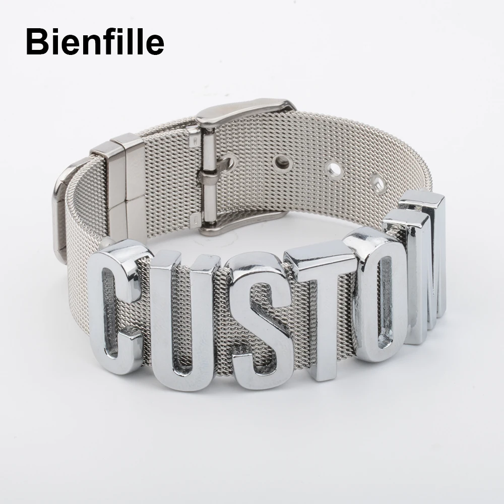 Customized Words Stainless Steel Men Bracelet 100% Handmade Fashion Girlfriend Gift Choose Name Jewelry For Women Accessories