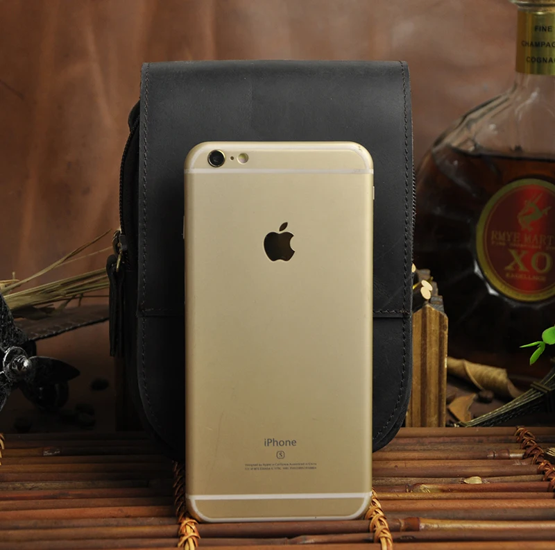 Real Leather Cowhide Retro Men Design Casual Daily Use Small Waist Belt Bag Hook Pack Fashion 5