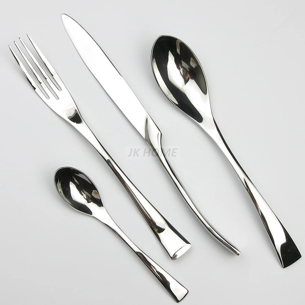 4Pcs/Lot Silver 18/10 Stainless Steel Dinnerware Set Steak Knife Dinner Fork TeaSpoon Sliverware Western Cutlery Set Tableware