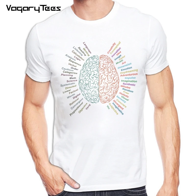 Left And Right Brain T Shirt Design Inspired By Geek T-shirt Style Cool Fashion Casual Novelty Funny Tshirt Men Women Tee