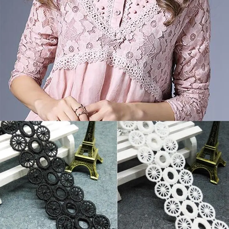 1/2/5 Yards Circle Dot Wheel Lace  Trim Ribbon Tape 40MM Wedding Embroidery Sewing African Lace Fabric DIY Craft Decoration
