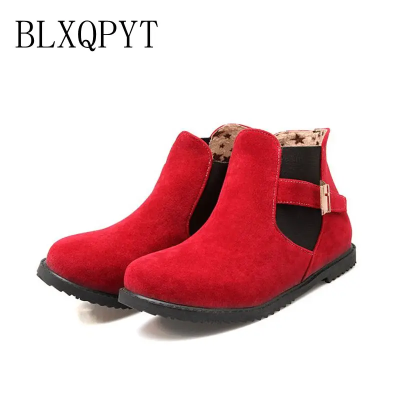 Big size 34-52 New Round  Toe Buckle Boots for Women Sexy Ankle Boots Heels Fashion warm Winter  Spring  Autumn Casual Shoes 502