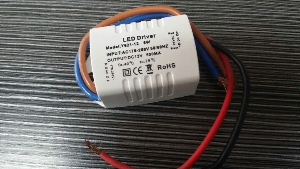 new 5 pcs/lot 6 x1W LED Driver 500MA LED Transformer AC 170-260V DC 12V power supply For Lamp lighting