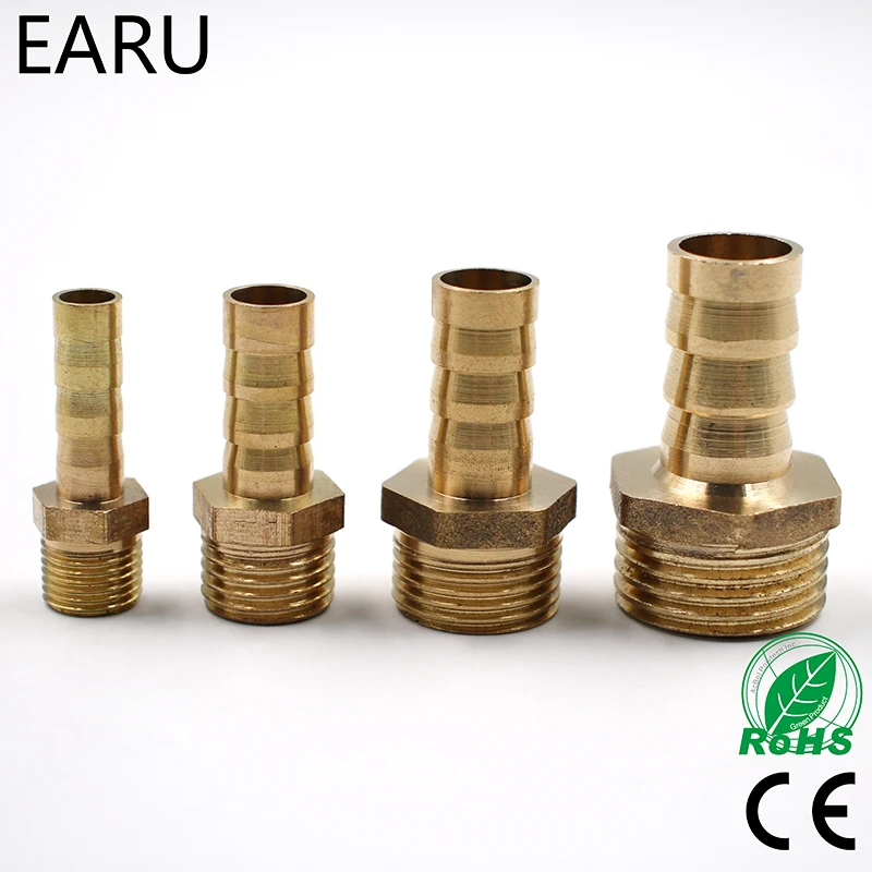 Brass Male Barb Hose Tail Fitting Fuel Air Gas Water Hose Oil 4m-12m 1/8\'\' 1/4\'\' 1/2\'\' Pneumatic Connector Connect Socket Plug