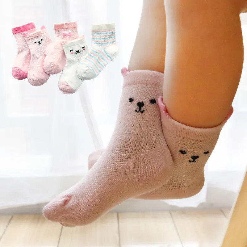 5Pairs/Lot Cartoon Baby Socks Summer Girl Socks for Children Animal Print Cotton Kid Socks For Boys Girls Thin Baby Clothing