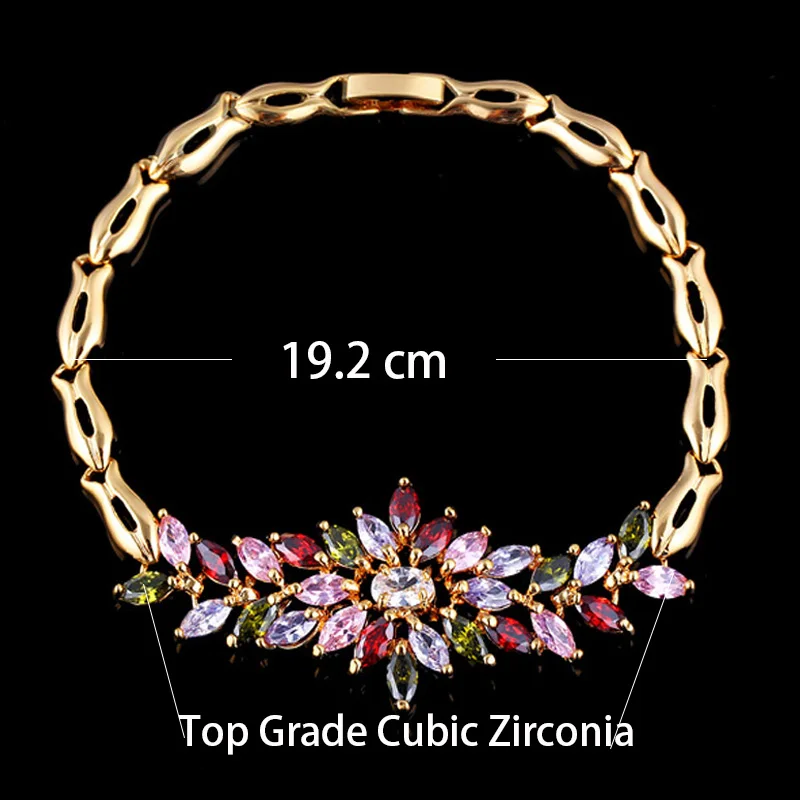 Pera Luxury Big Marquise Shape Green Red White Cubic Zirconia Fashion Cluster Flower Charm Bracelet Jewelry for Women Party B151