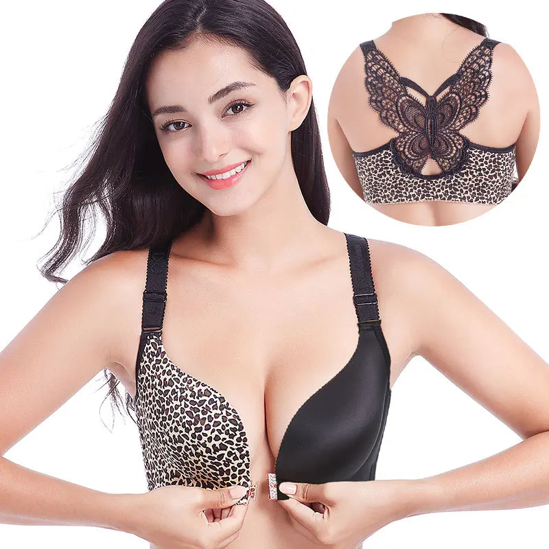 bras for women soutien gorge push up bra lingerie Front buckle underwear One piece no mark no steel ring adjustment large code