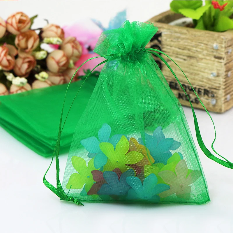 

1000pcs 7*9cm Grass Green Organza Gift Bag Jewelry Packaging Display Bags Drawstring Pouch For Bracelets/necklace/wed Yarn Bag