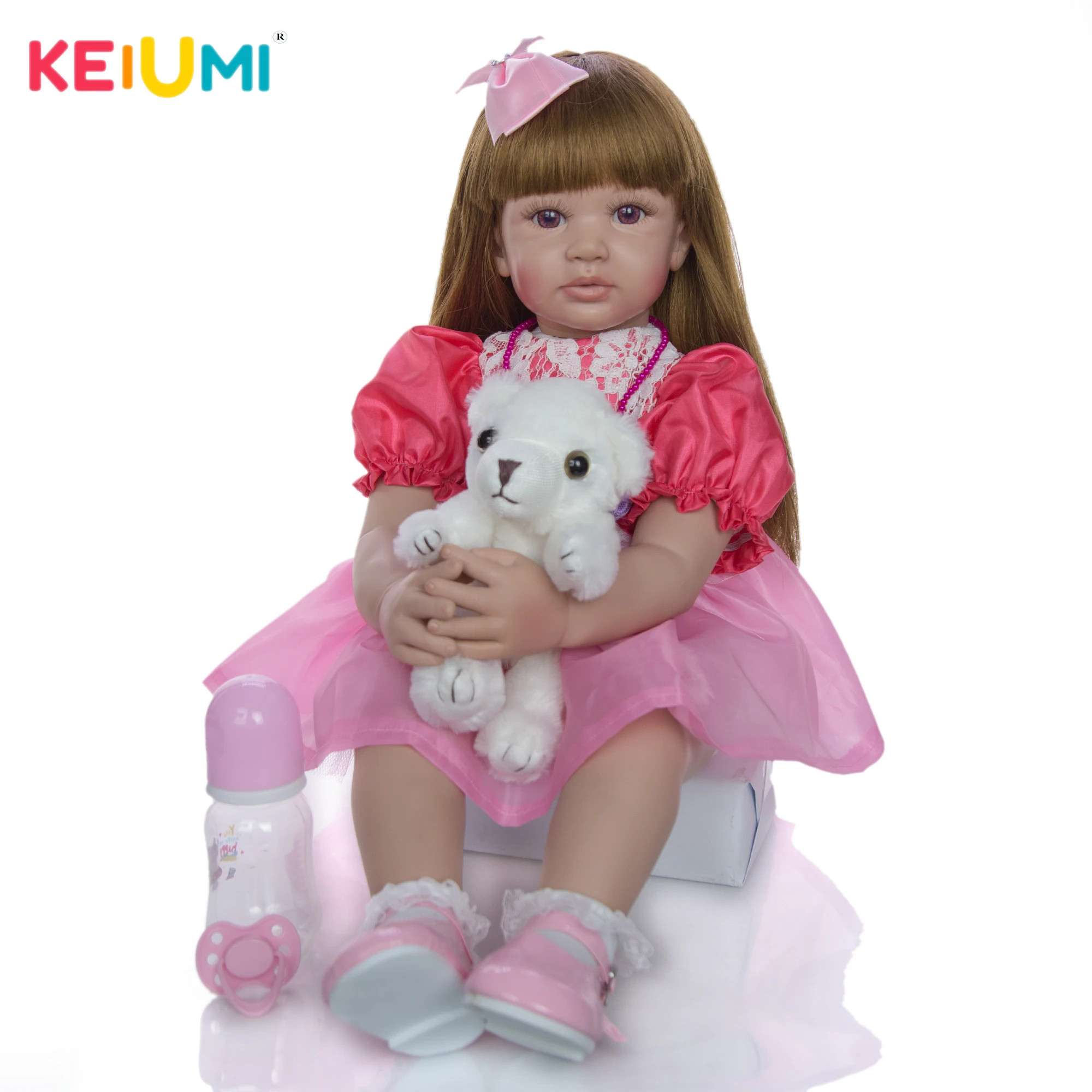 

KEIUMI New 24 Inch Princess Reborn Toddler Girl Doll Silicone vinyl Adorable Lifelike Bonecas Lovely Baby Doll Reborn menina