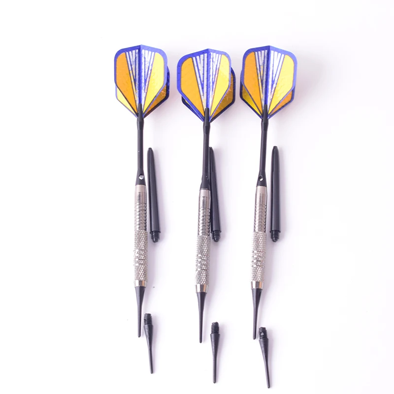 Professional Darts 3Pcs/Box 16g Electronic Darts  Aluminum Shaft Soft Tip Darts Toys Blue Stripes Flights Professional Dart