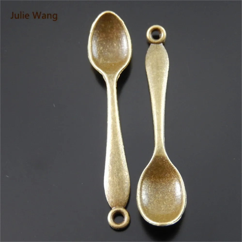 Julie Wang 5-30PCS Spoon Charms Alloy Antique Bronze Mini Hanging Jewelry Making Pendant Charm Suspension Accessory